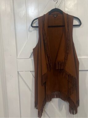 TCEC Chestnut Fringe Faux Suede Vest